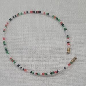 Colorful Beaded Anklet with Red, Black And Green Beads.